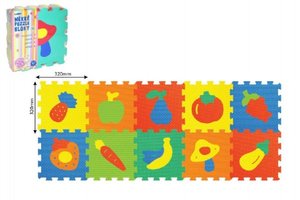 Pěnové puzzle Ovoce Zelenina 30x30cm asst 2 druhy 10ks v sáčku