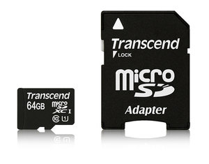Paměťová karta Transcend MicroSDXC Premium 64GB UHS-I U1 (45MB/s) + adapter