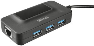 USB Hub Trust USB 3.0 / 3x USB 3.0 + LAN - černý