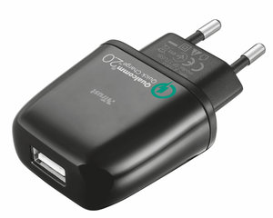 Nabíječka do sítě Trust Ultra Fast, 1x USB, 1A s funkcí rychlonabíjení - černá