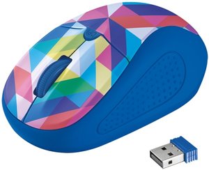 Myš Trust Primo Wireless / optická / 4 tlačítka / 1600dpi - blue geometry
