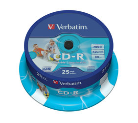 Disk Verbatim CD-R 700MB/80min, 52x, printable, 25cake