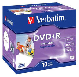 Disk Verbatim DVD+R 4,7GB, 16x, printable, jewel box, 10ks
