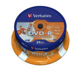 Disk Verbatim Printable DVD-R 4.7GB, 16x, 25-cake