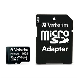 Paměťová karta Verbatim micro SDHC 16GB Class 10 + adapter