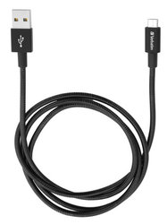 Kabel Verbatim Sync & Charge MicroUSB, 1m, nerezová ocel - černý