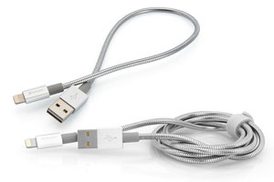 Kabel Verbatim USB/Lightning, 1m + 0,3m - stříbrný