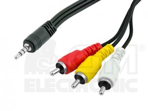 Propojovací kabel Jack 3,5mm (M) - 3xRCA Cinch (M), 3m VIGAN