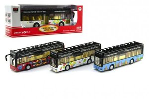 Autobus kov 21cm na baterie se zvukem se světlem asst 3 barvy v krabičce