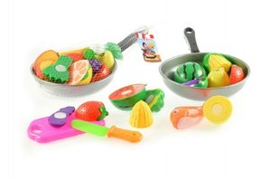 Krájecí ovoce + pánev s nádobím plast 30cm asst 2 druhy v síťce