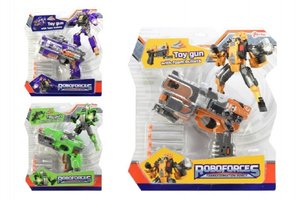 Transformer robot/pistole na pěnové náboje plast 18cm asst 3 barvy na kartě