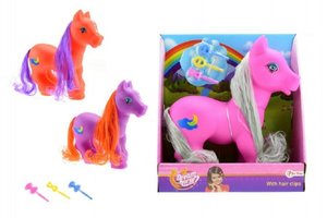 Kůň pony česací s hřívou a s hřebínkem guma/plast 22cm asst 3 barvy v krabici