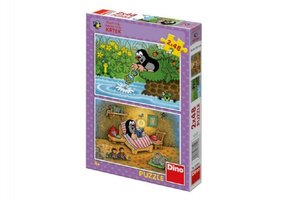 Puzzle Krtek a perla 2x48dílků v krabici 27x19x3cm