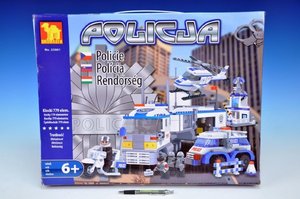 Stavebnice Dromader Policie Auto+Vrtulník+Stanice 23001 779ks v krabici 55x43x7c